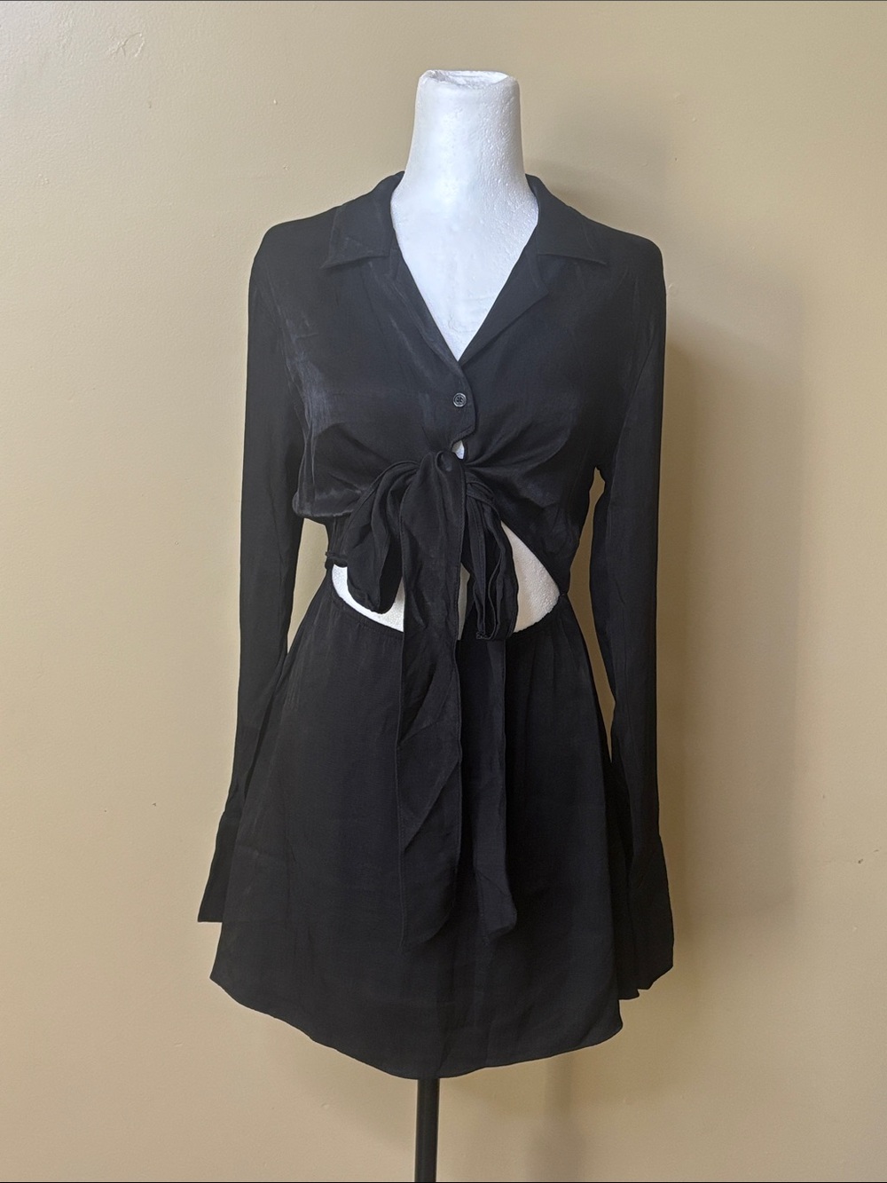 HYFVE Black Women's Mini Dress with Collar Detail